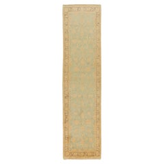 Tapis de course moderne Isfahan, noué à la main, 10.2 × 3.4 ft - Beige, Green and Brown
