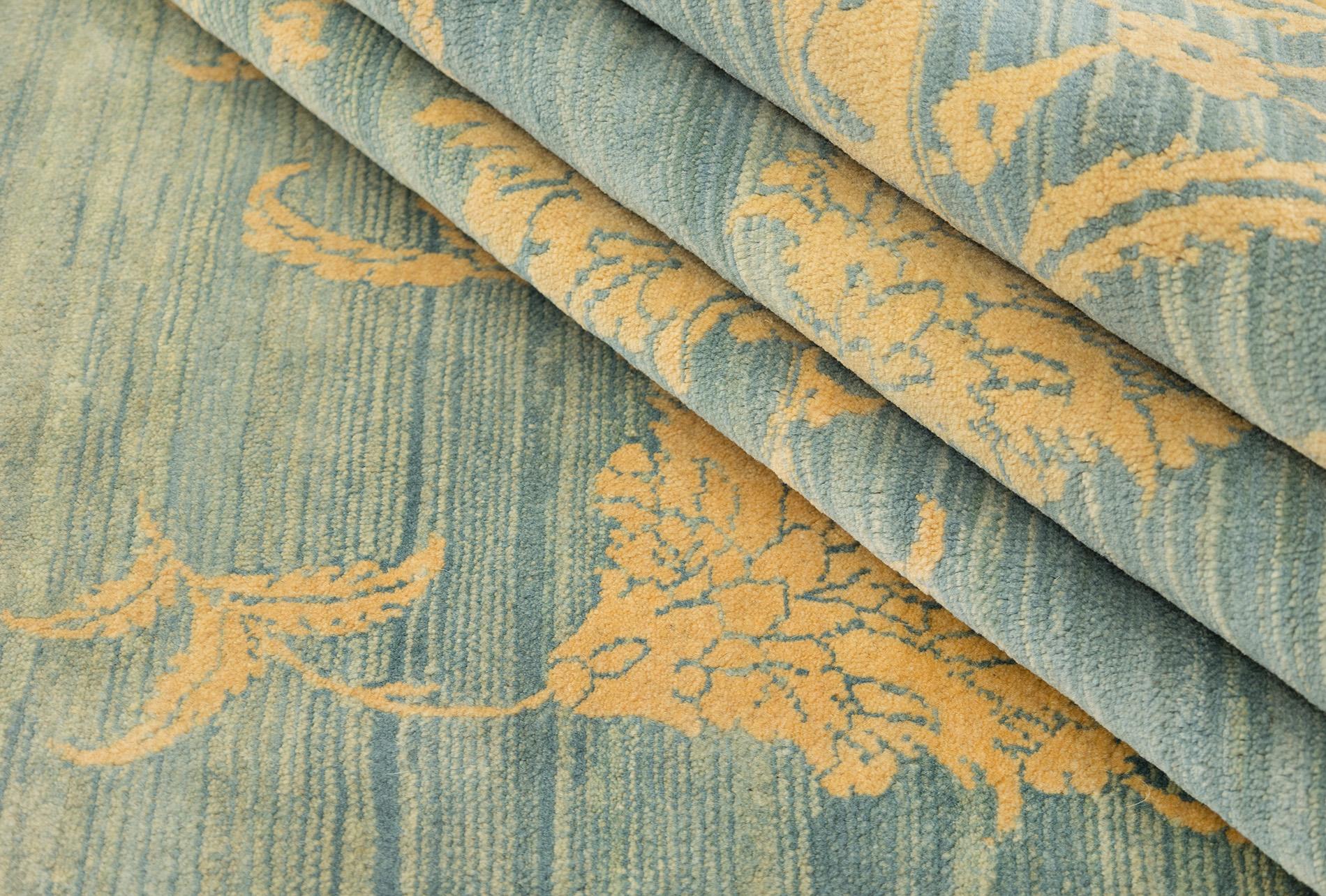 Modern Isfahan (sanftes Aqua-Blau, warmes Beige, 11'3