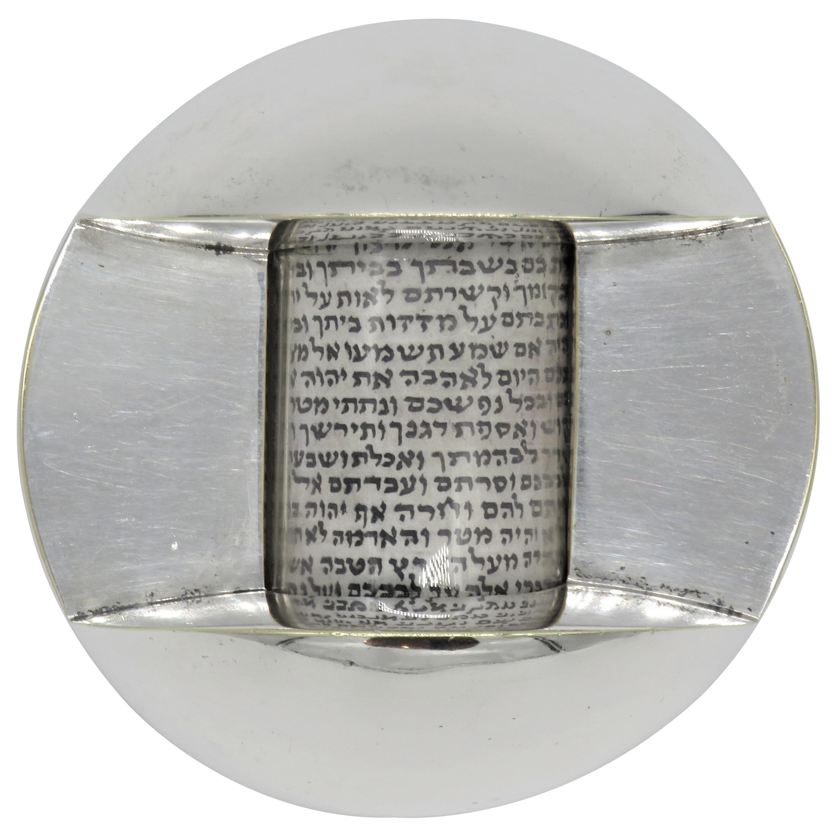 Modern Israeli Silvered Mezuzah Case by Dan Givon