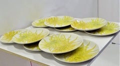 Modern Italian 10 Dinner Plates Chrysanthemum Design by Ernestine Ceramiche 1960