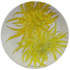 Modern Italian 10 Dinner Plates Chrysanthemum Design by Ernestine Ceramiche 1960