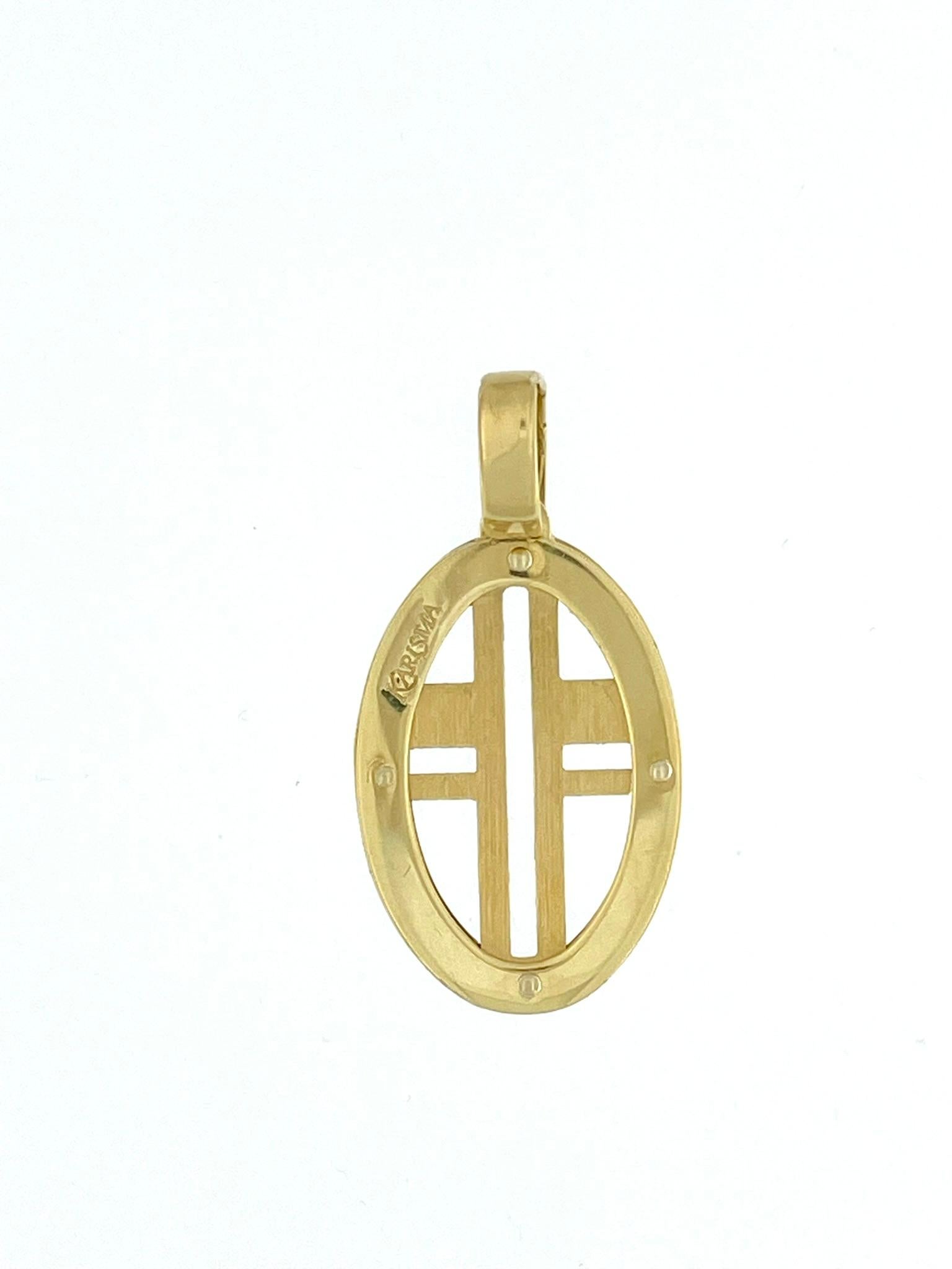 Contemporary Modern Italian 18 karat Yellow Gold Cross by Karisma For Sale