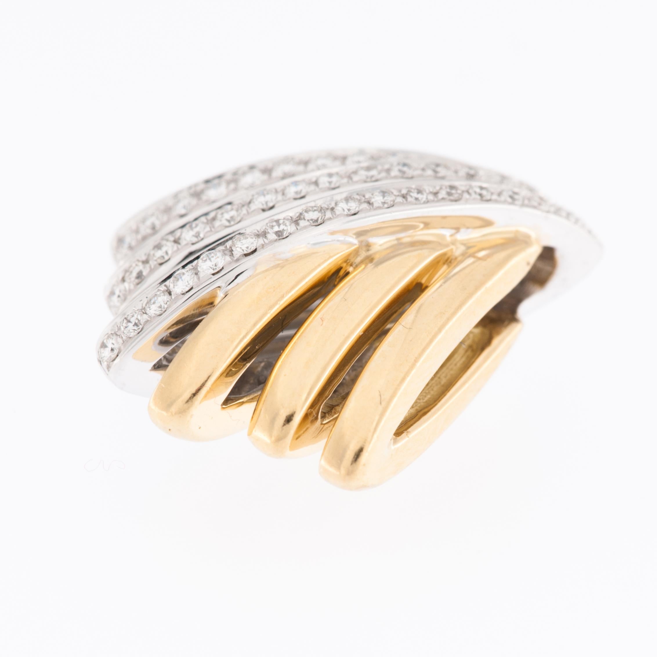 Brilliant Cut Modern Italian 18kt Gold Pendant with Diamonds For Sale