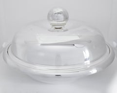 Modern Italian 800 Silver Round Tureen with Domed Lid