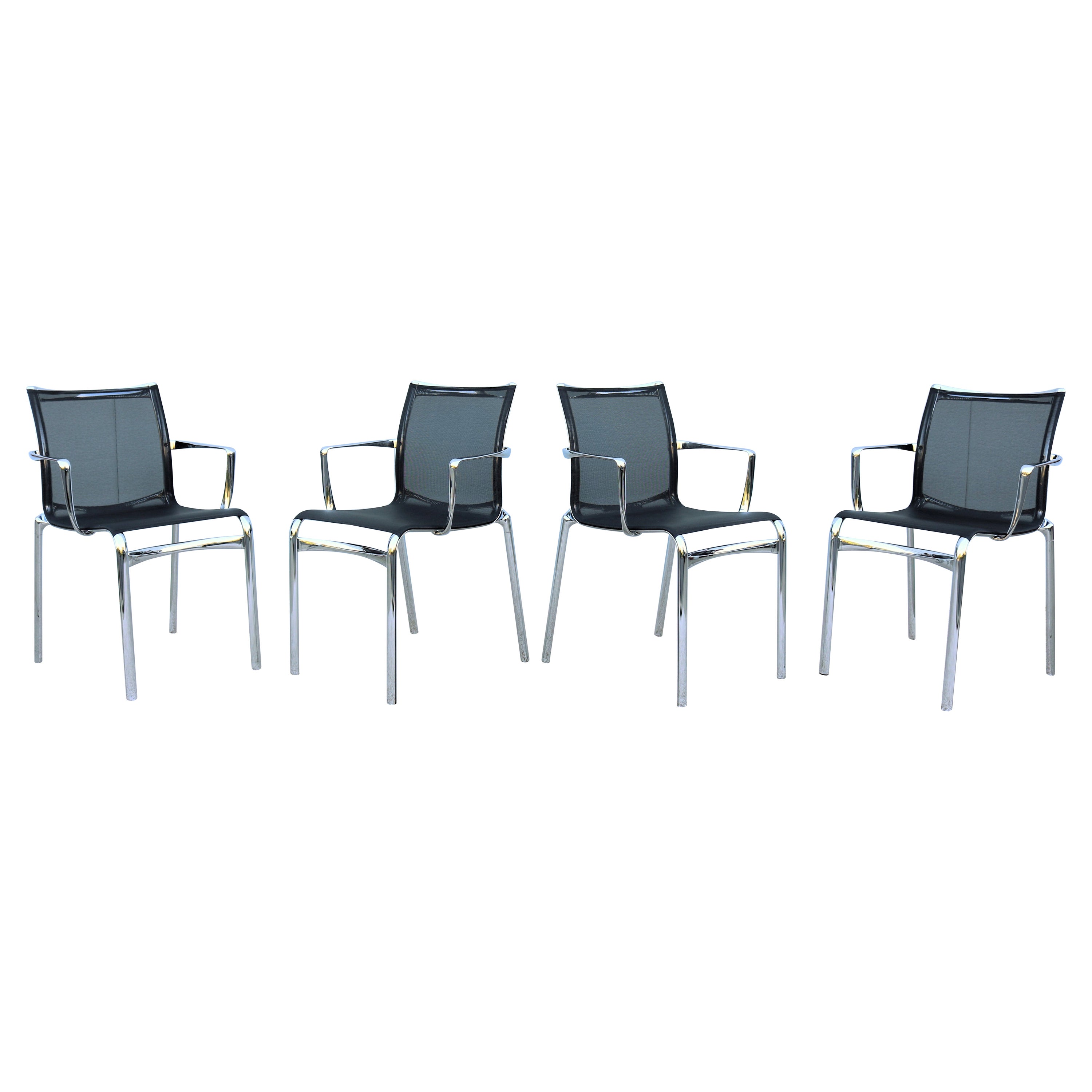 Moderne italienische Alberto Meda für Alias Bigframe Mesh-Esszimmerstühle, 4er-Set