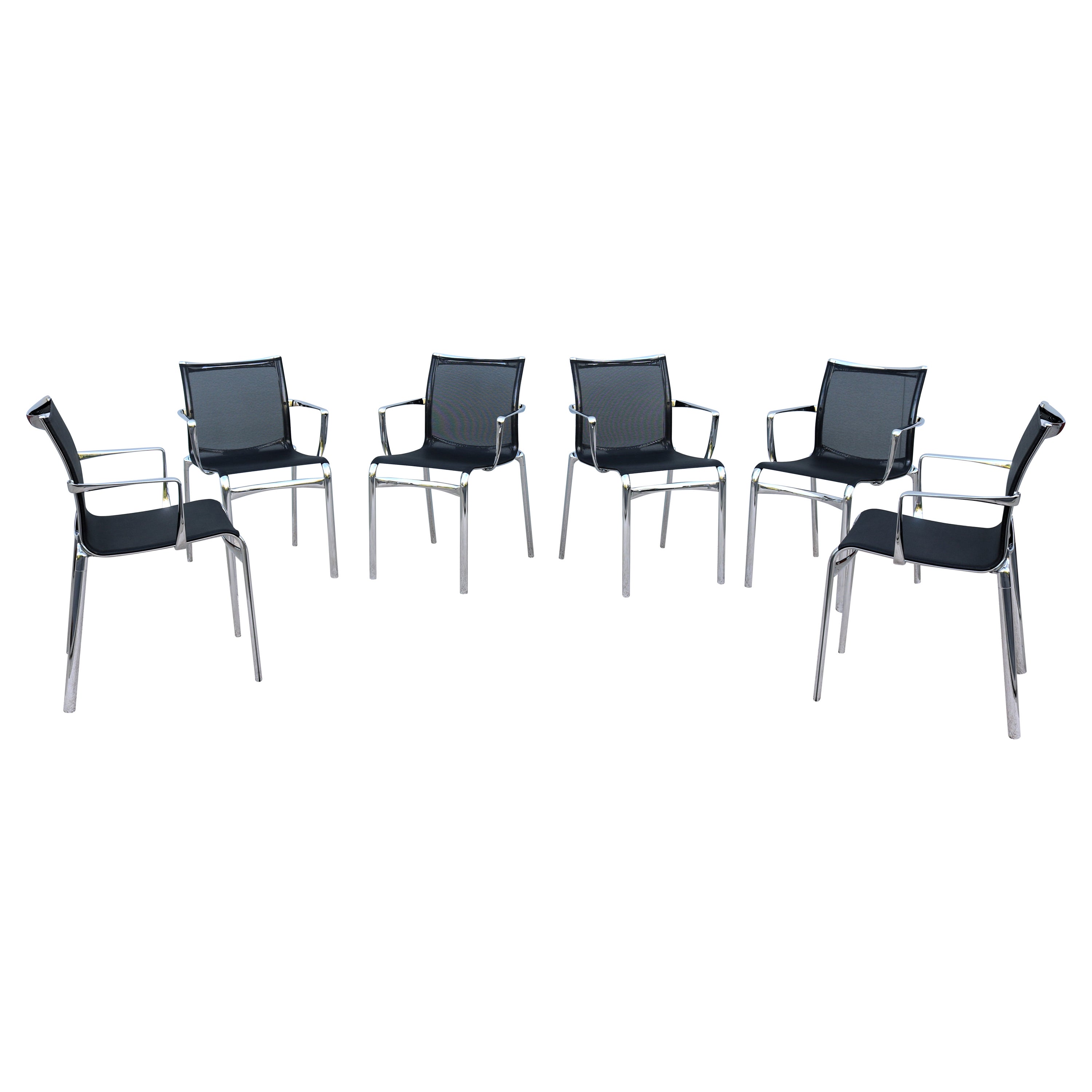 Modern Italian Alberto Meda for Alias Bigframe Mesh Dining Armchairs, Set of 6