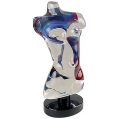 Modern Italian "Aphrodite" Torso Chalcedony Art Glass Sculpture by, Dino Rosin
