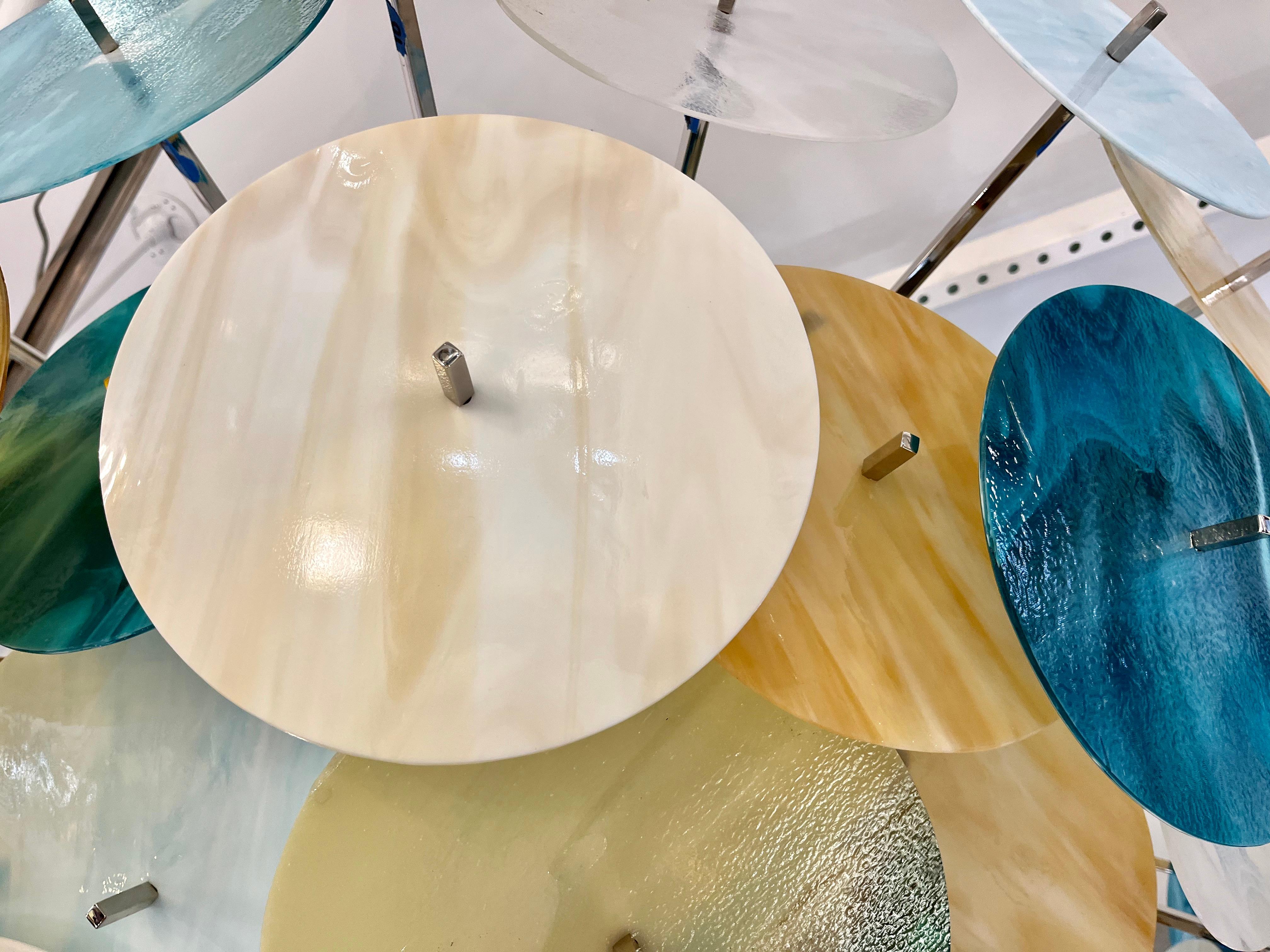 Monture encastrée moderne italienne Spoutnik en verre de Murano en nickel bleu turquoise, vert et or blanc en vente 7