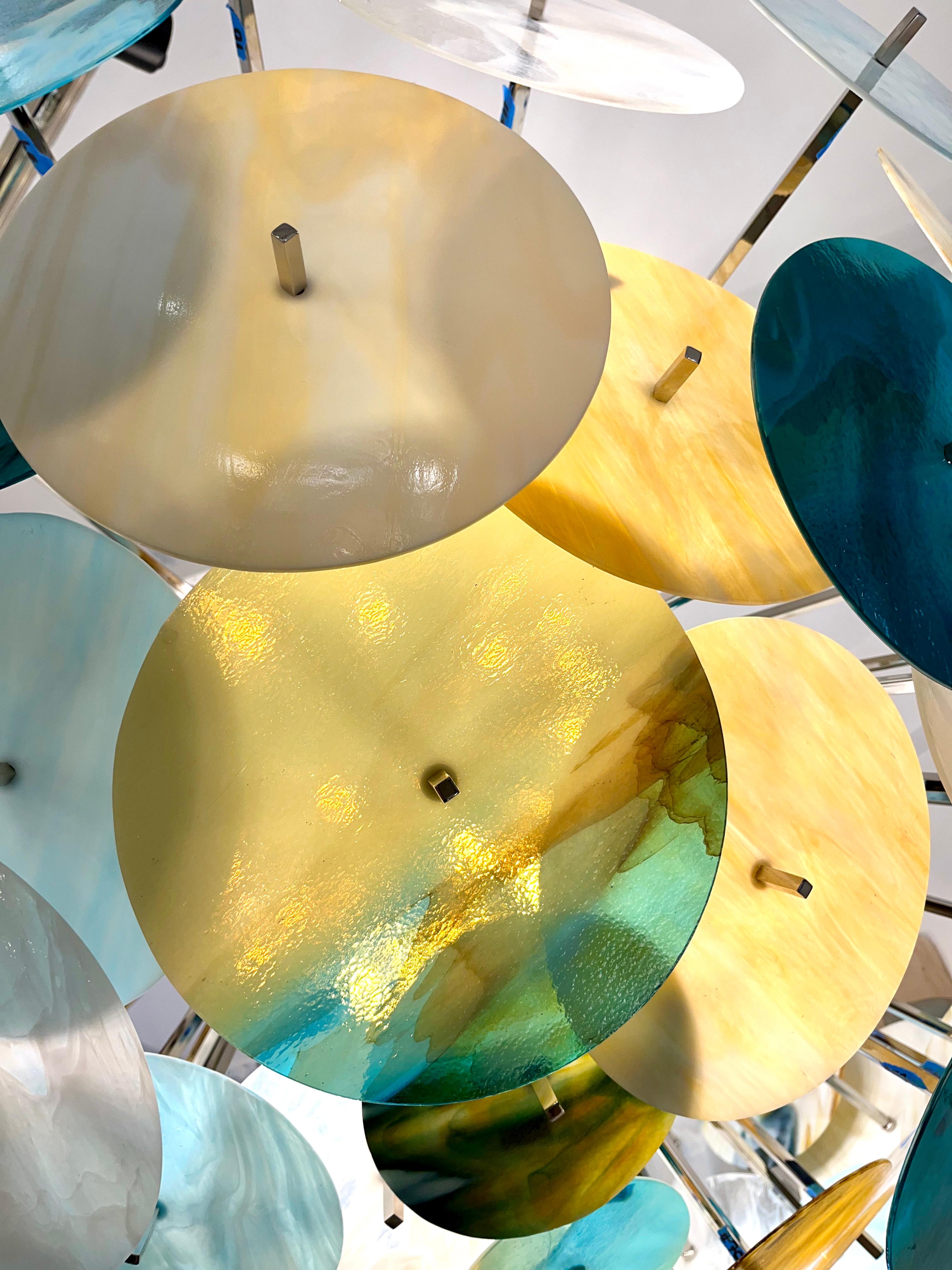 Monture encastrée moderne italienne Spoutnik en verre de Murano en nickel bleu turquoise, vert et or blanc Neuf - En vente à New York, NY