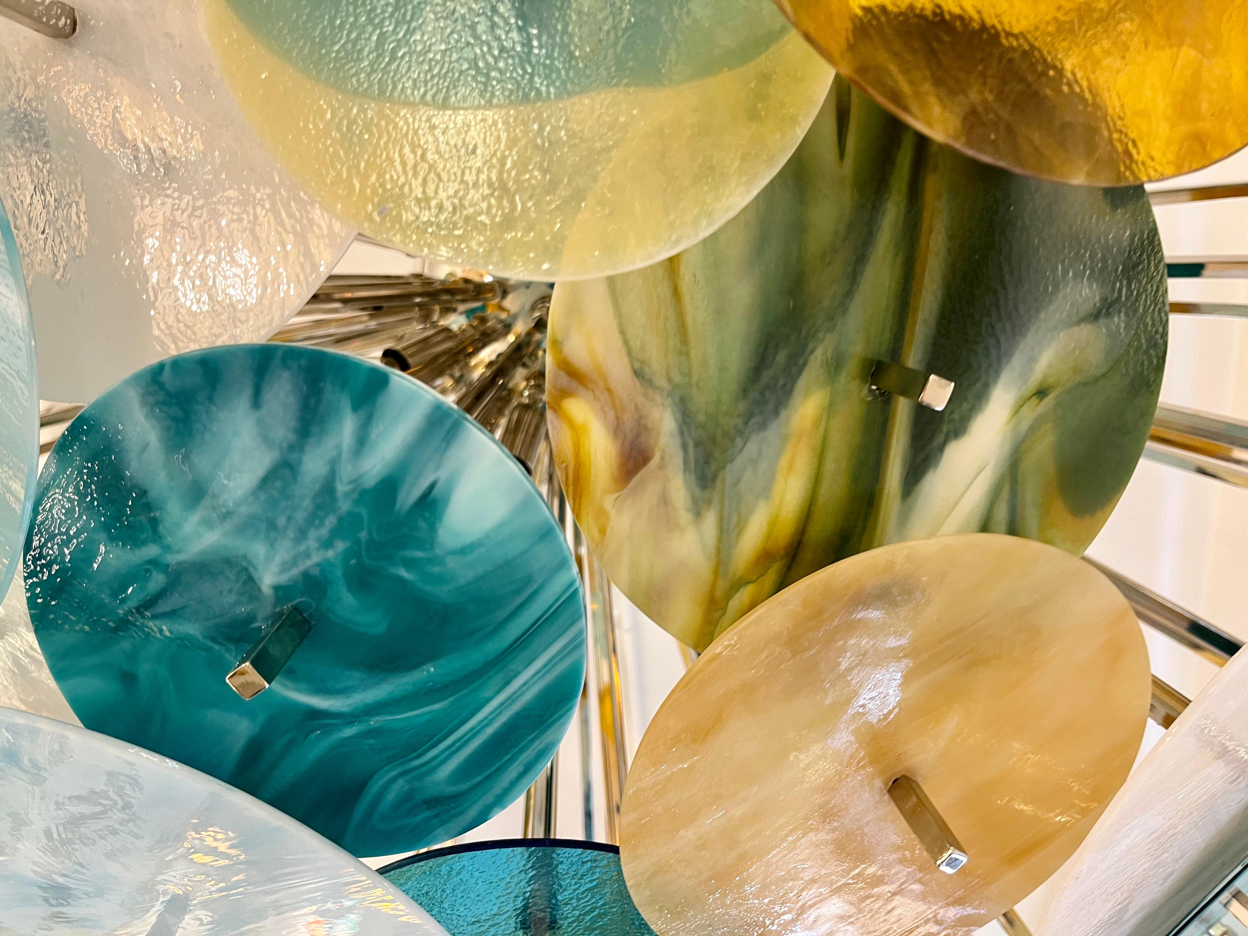 XXIe siècle et contemporain Monture encastrée moderne italienne Spoutnik en verre de Murano en nickel bleu turquoise, vert et or blanc en vente