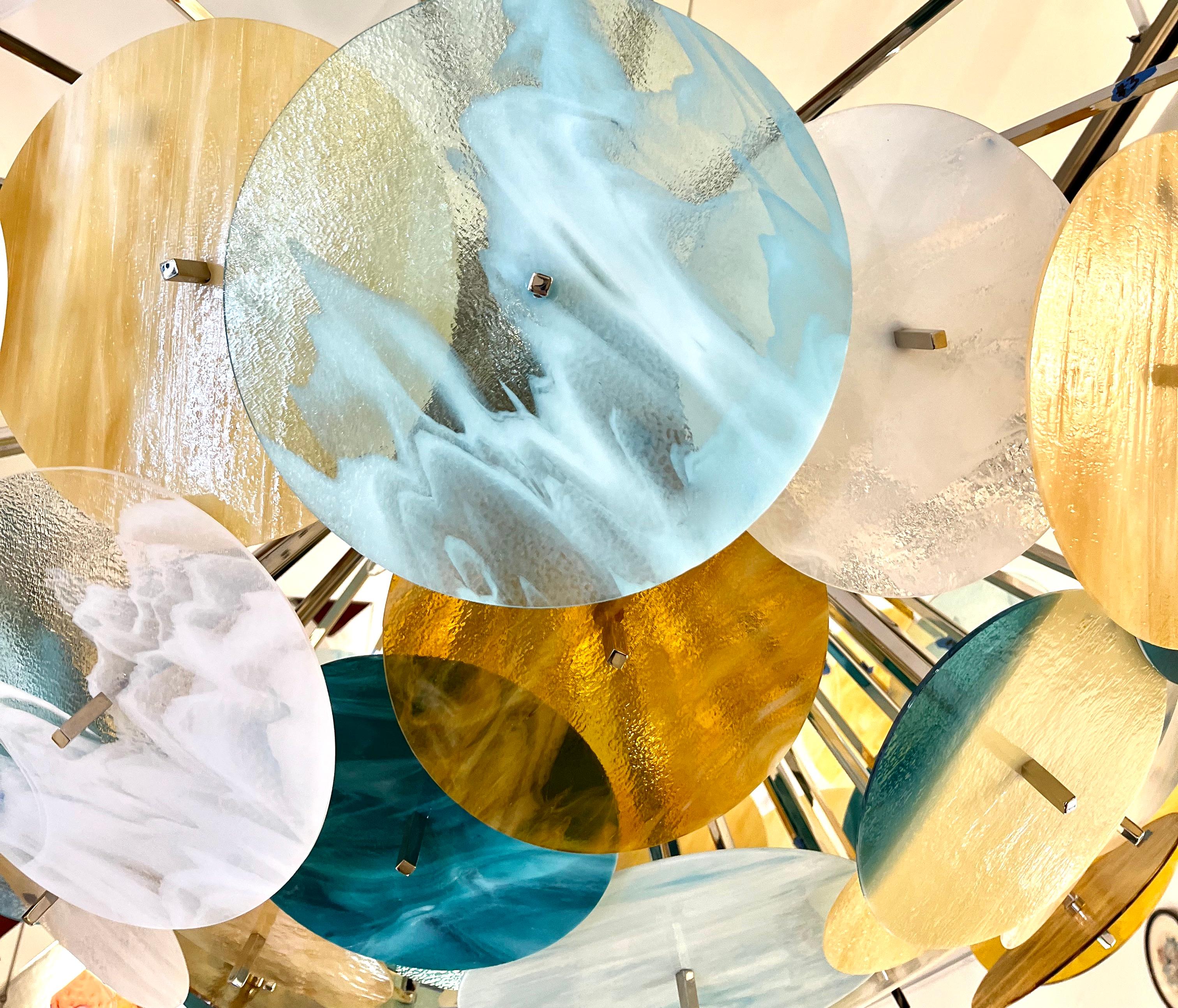 Métal Monture encastrée moderne italienne Spoutnik en verre de Murano en nickel bleu turquoise, vert et or blanc en vente
