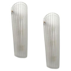 Modern Italian Art Deco Design Frosted White Murano Glass Sconces
