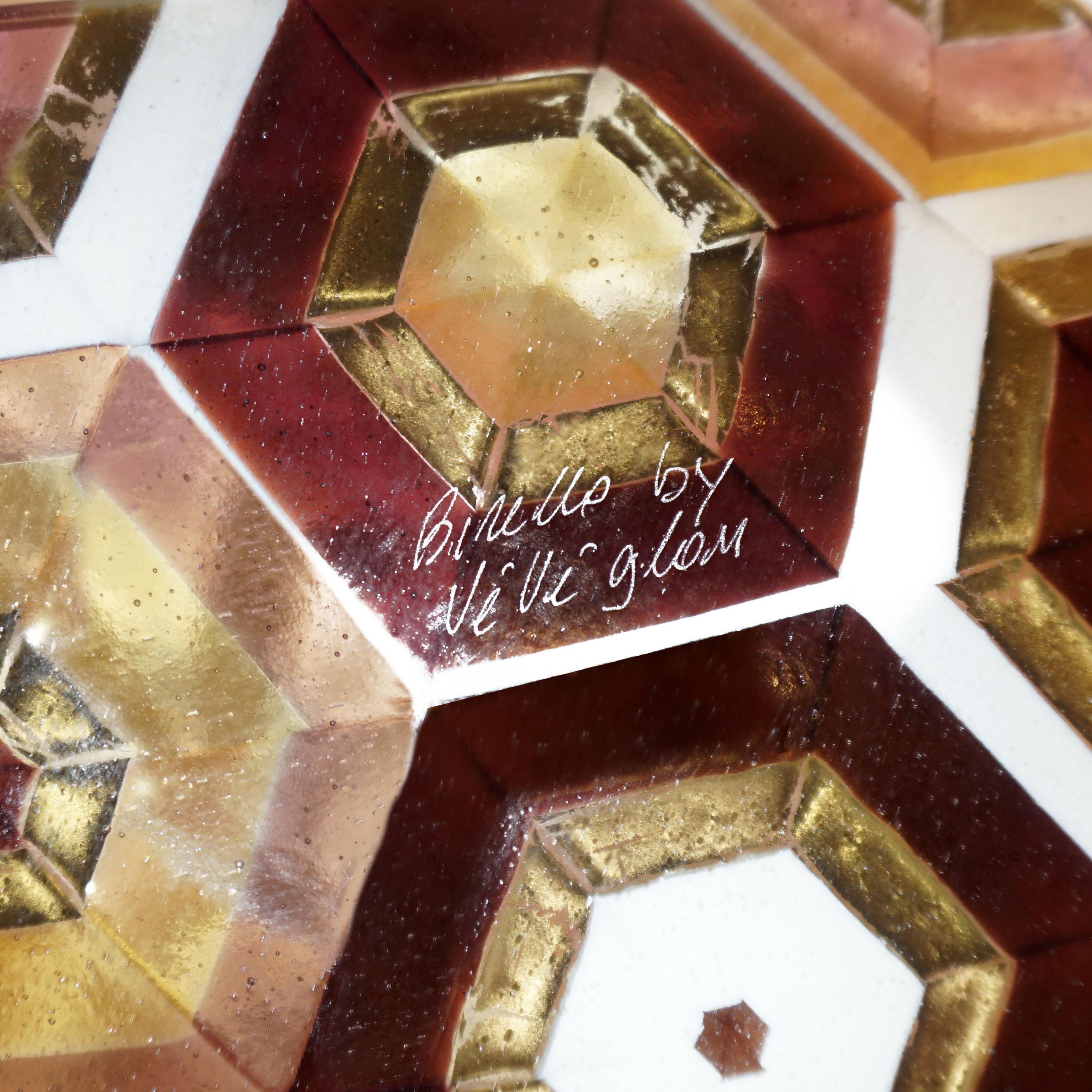 Moderne moderne italienische Mosaik-Schale im Art-déco-Design in Gold Amethyst Creme Muranoglas im Angebot 1