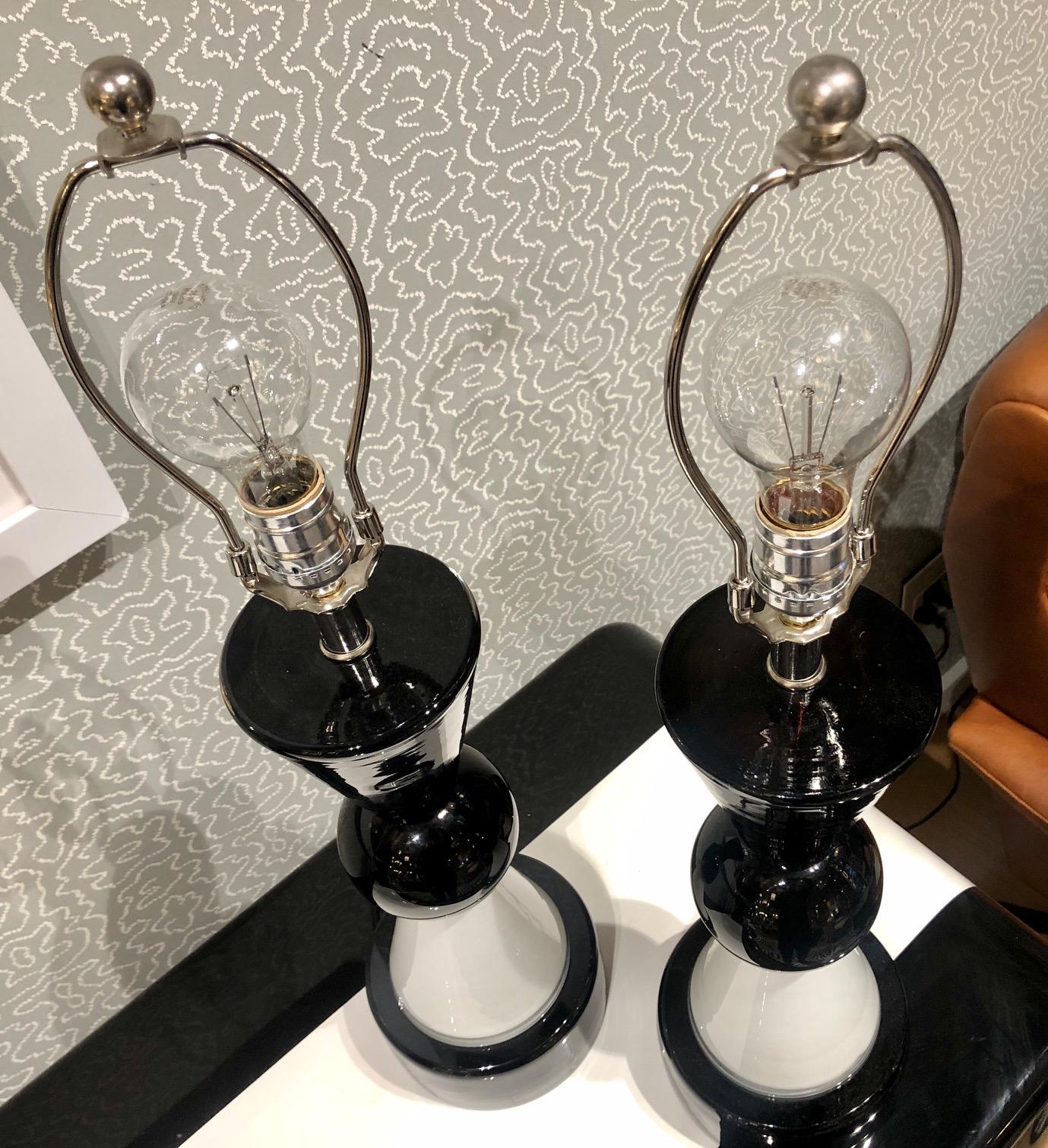 Late 20th Century Modern Italian Art Glass Table Lamps, Pair