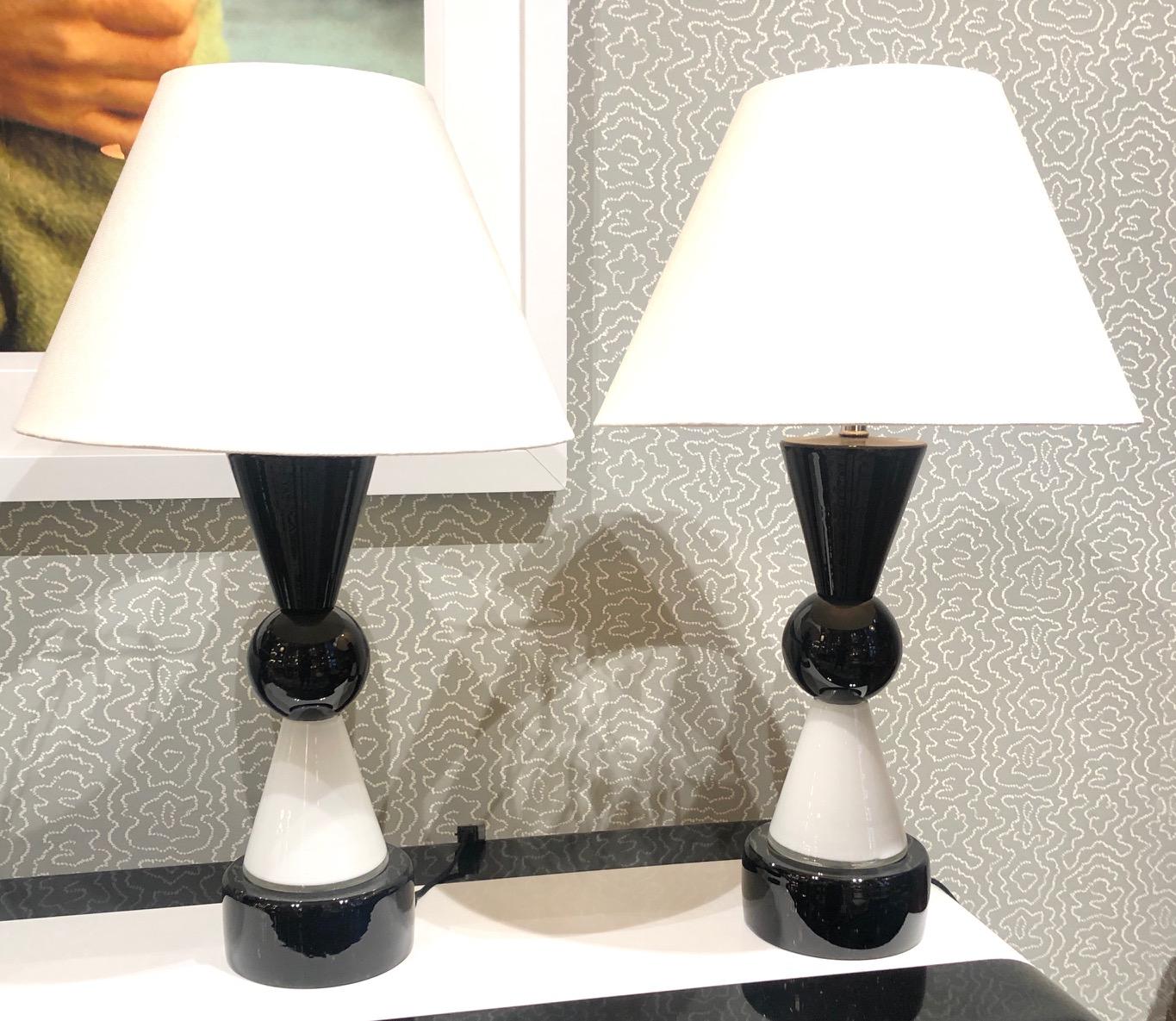 Modern Italian Art Glass Table Lamps, Pair 1