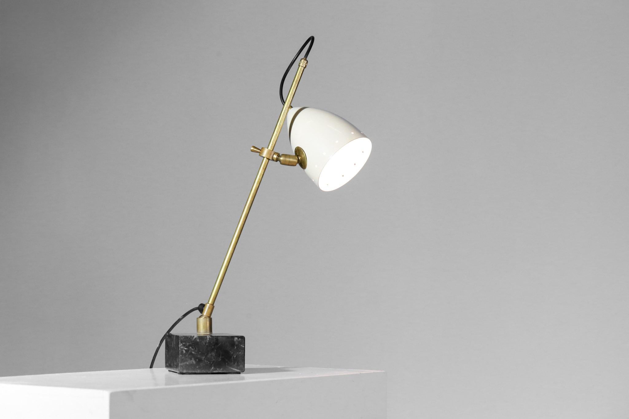 Brass Modern Italian Bedside or Desk Lamp in a Vintage Style Marble 