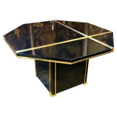 Modern Italian Black Lacquer and Brass Center Table after Jean Claude Mahey