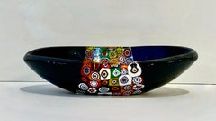 Modern Italian Black White Red Blue Green Murano Art Glass Mosaic Catch-All/Bowl