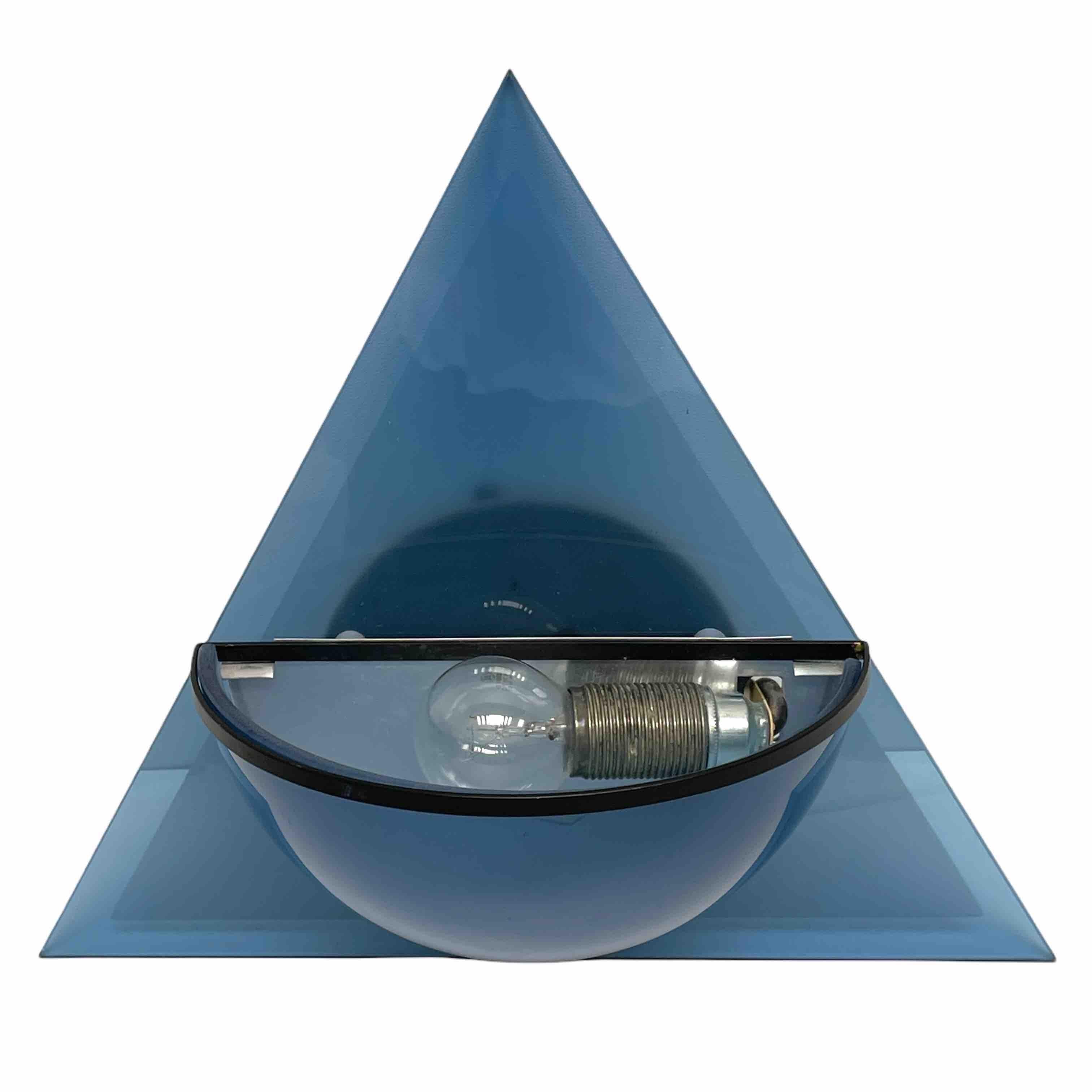 Mid-Century Modern Modern Italian Blue Glass Sconce by Lamperti, Italy, 1980s For Sale