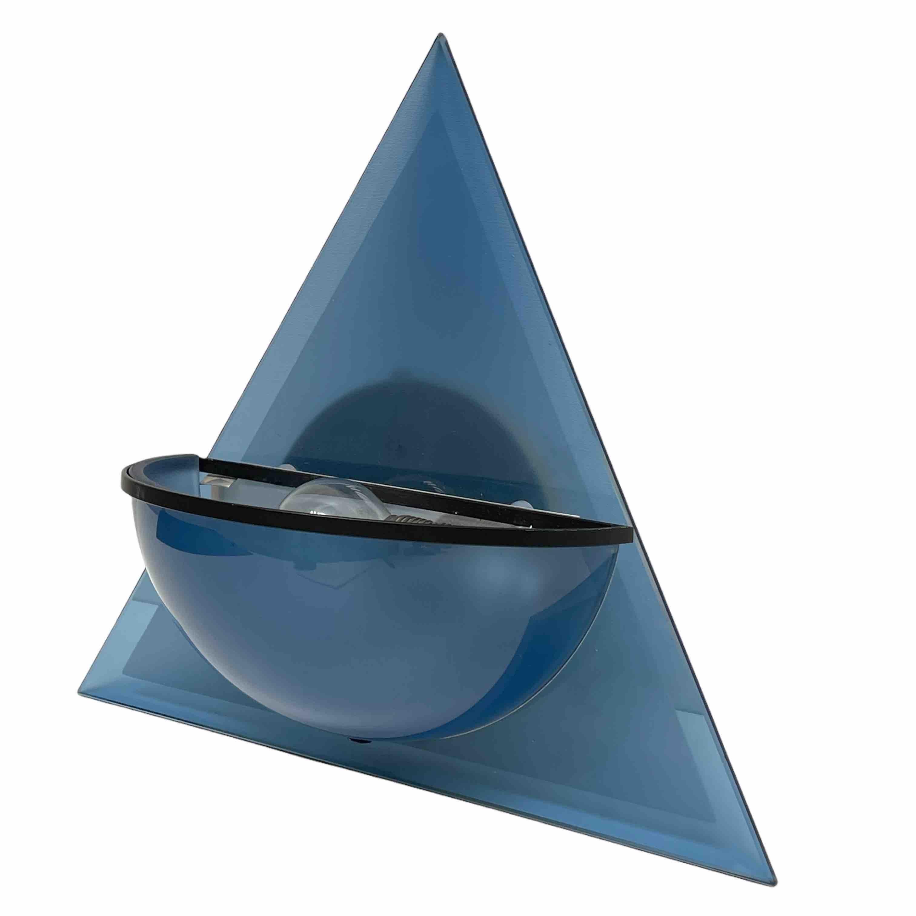 Modern Italian Blue Glass Sconce by Lamperti, Italy, 1980s In Good Condition For Sale In Nuernberg, DE