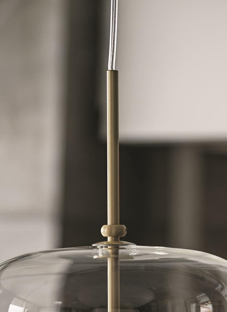 Style international Lampe à suspension moderne italienne en verre borosilicate de la collection Bontempi en vente