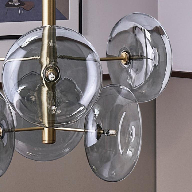 Style international Lampe à suspension moderne italienne en verre borosilicate de la collection Bontempi en vente