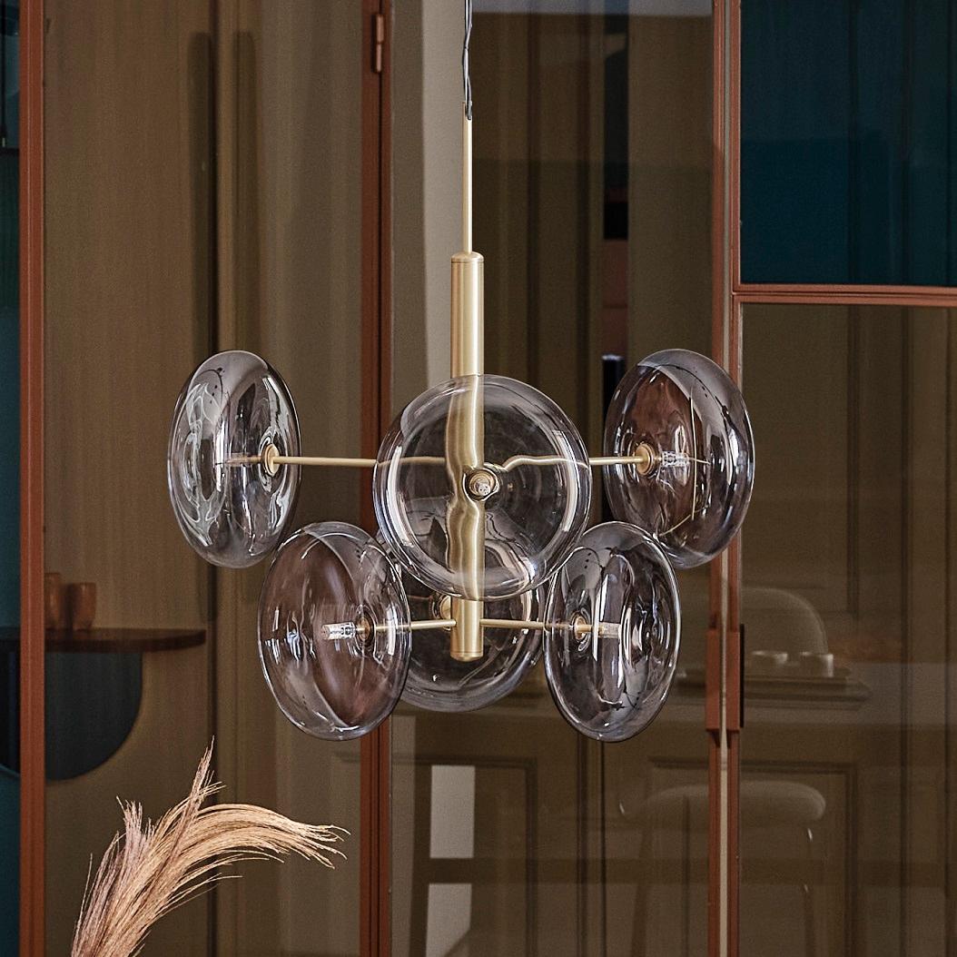 XXIe siècle et contemporain Lampe à suspension moderne italienne en verre borosilicate de la collection Bontempi en vente