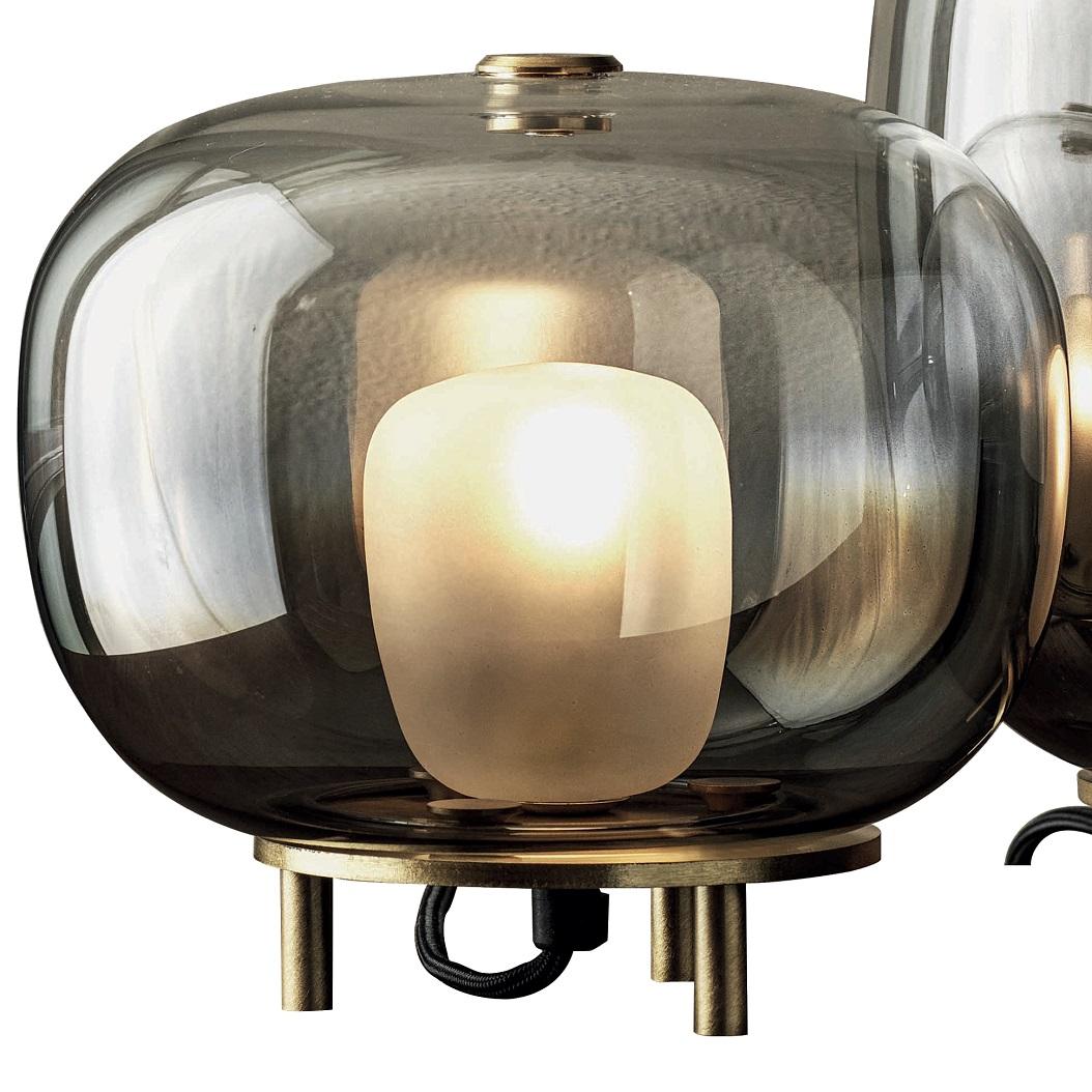 Moderne italienische Borosilikat-Glas-Tischlampe h 7,5" aus der Kollektion Bontempi