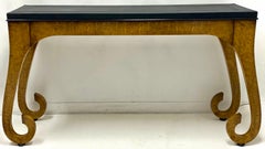Modern Italian Burl and Leather Console Table
