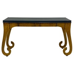 Modern Italian Burl and Leather Console Table