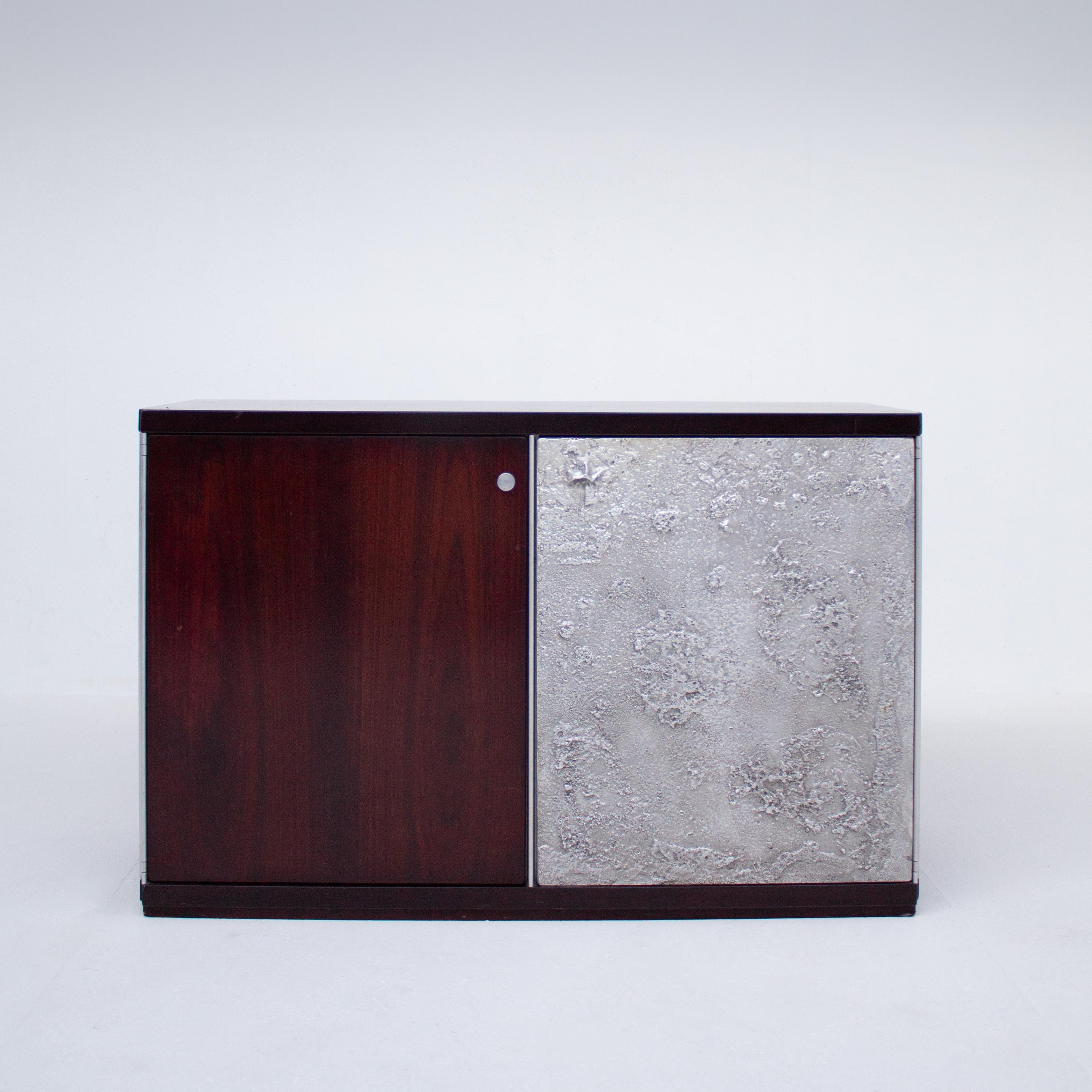 Modern Italian Cabinet with Metal Door Panel