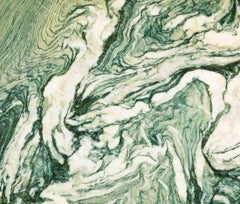 Modern Italian Calacatta Verde Marble Round Table, Pedestal Base, Mid-Century