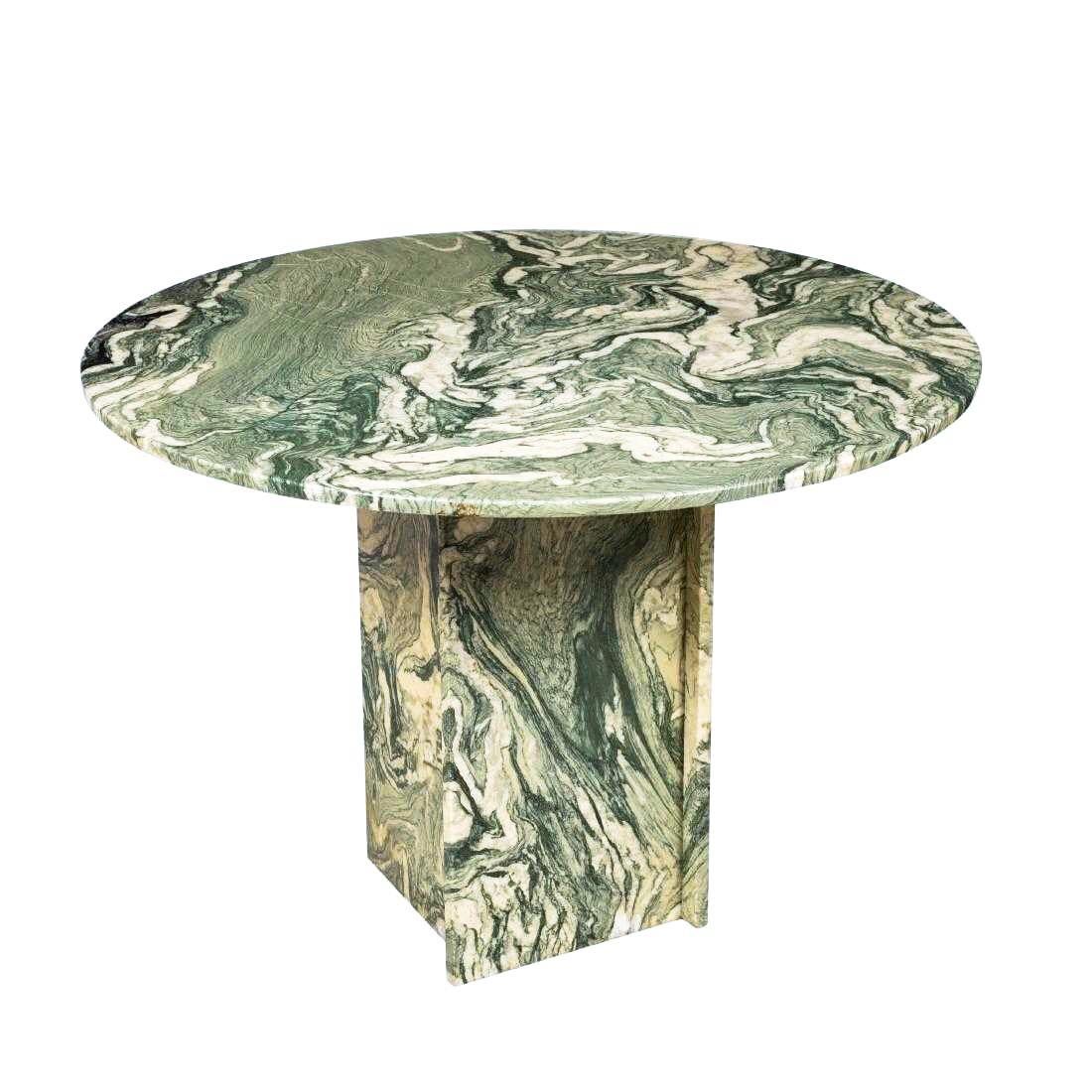 Mid-Century Modern Modern Italian Calacatta Verde Marble Round Table, Pedestal Base, Mid-Century