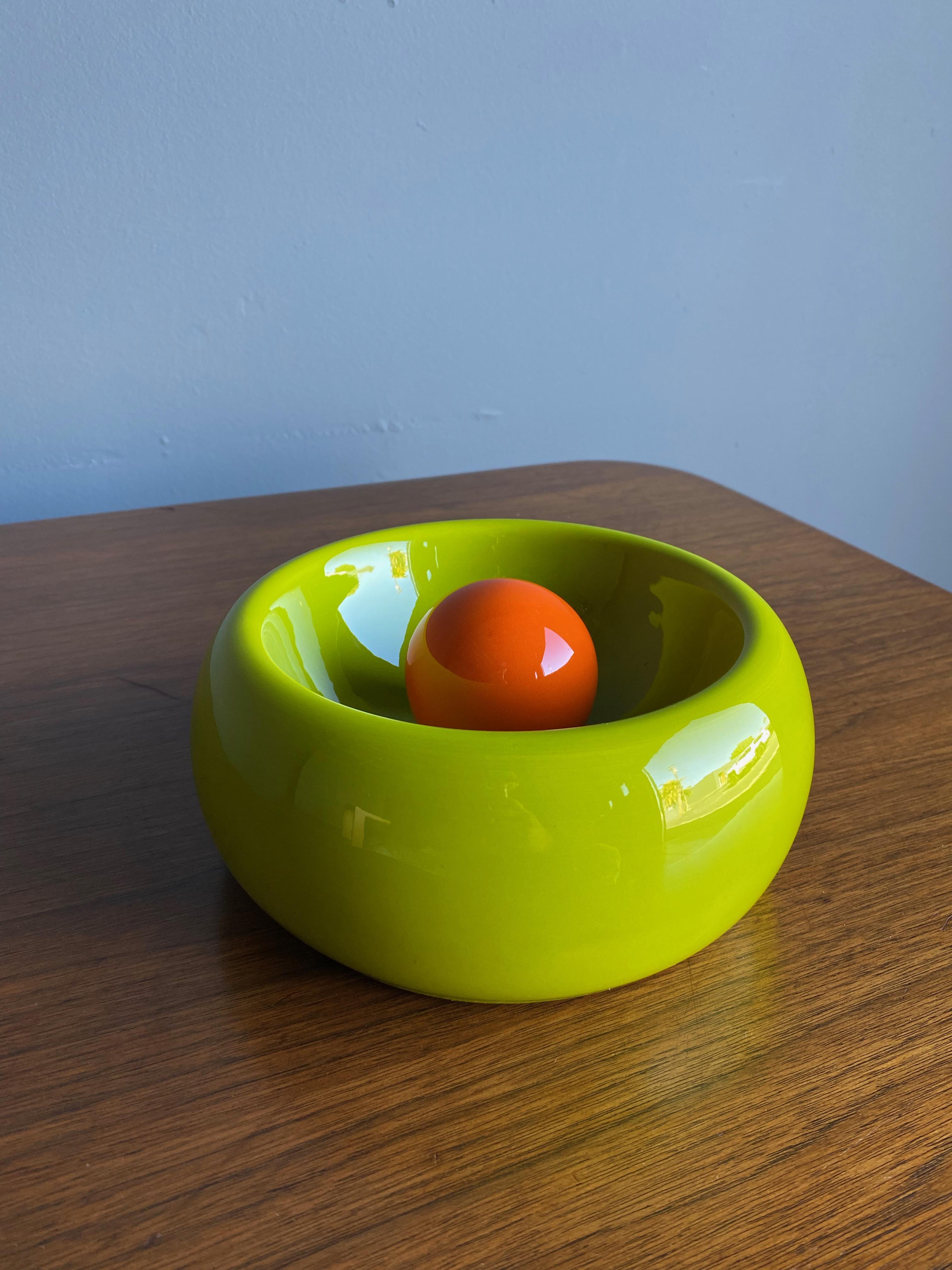 Glazed Modern Italian Ceramic Bowl circa 1975 For Sale