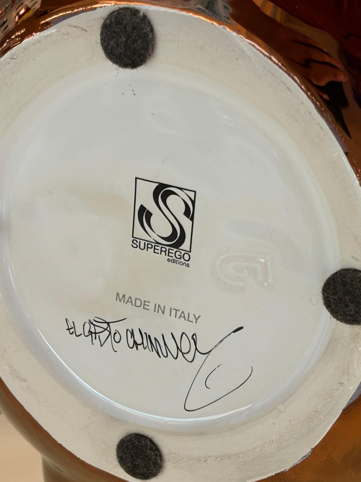 Modern Italian Ceramic Sculpture by El Gato Chimney for Superego Editions For Sale 1
