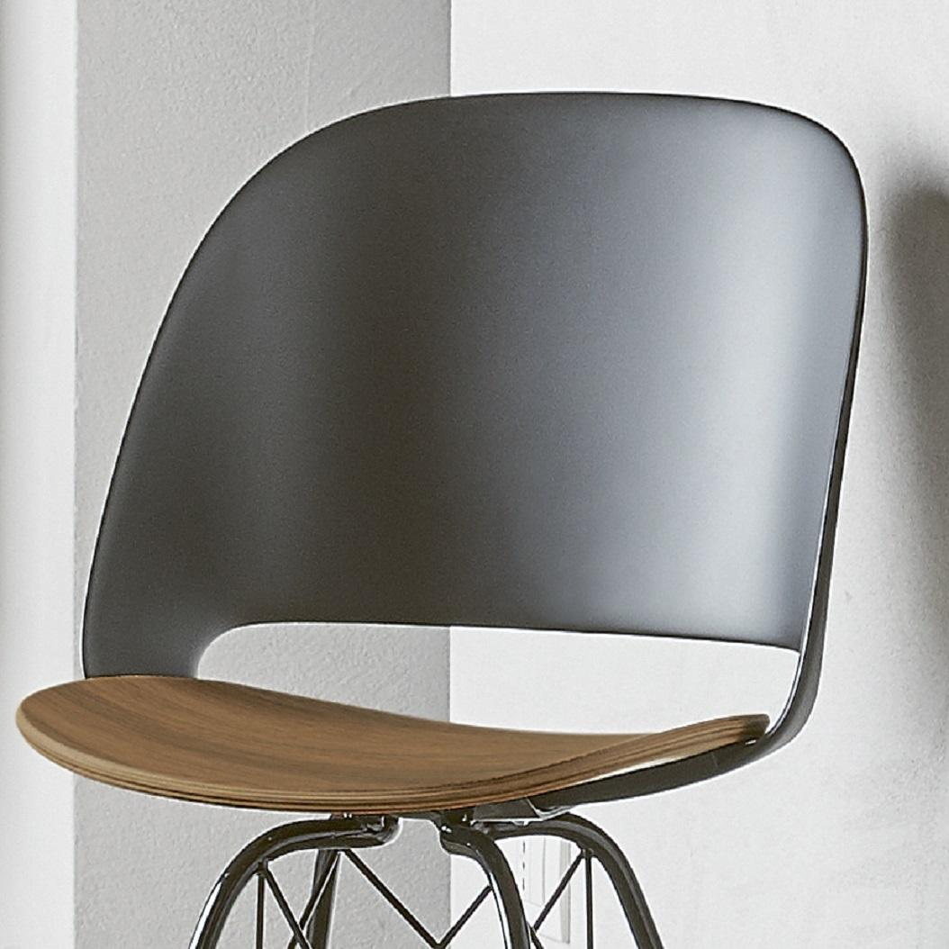 Lacquered Modern Italian Chair in Metal, Wood and Polypropylene from Bontempi Collection For Sale