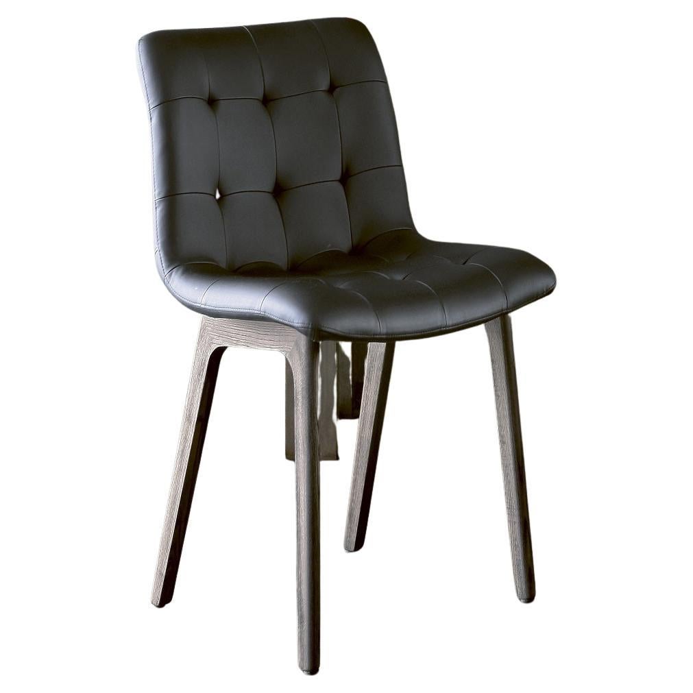 Modern Italian Chair with Wooden Frame and Upholstered Seat, Bontempi Collection For Sale