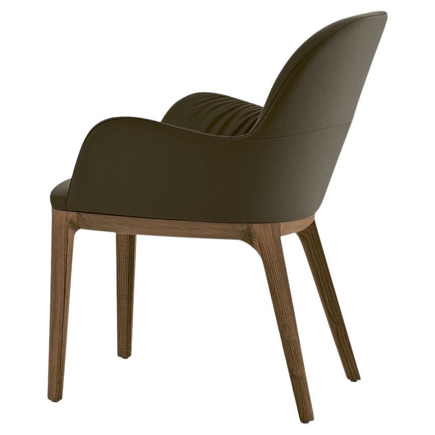 Modern Italian Chair with Wooden Frame and Upholstered Seat, Bontempi Collection For Sale