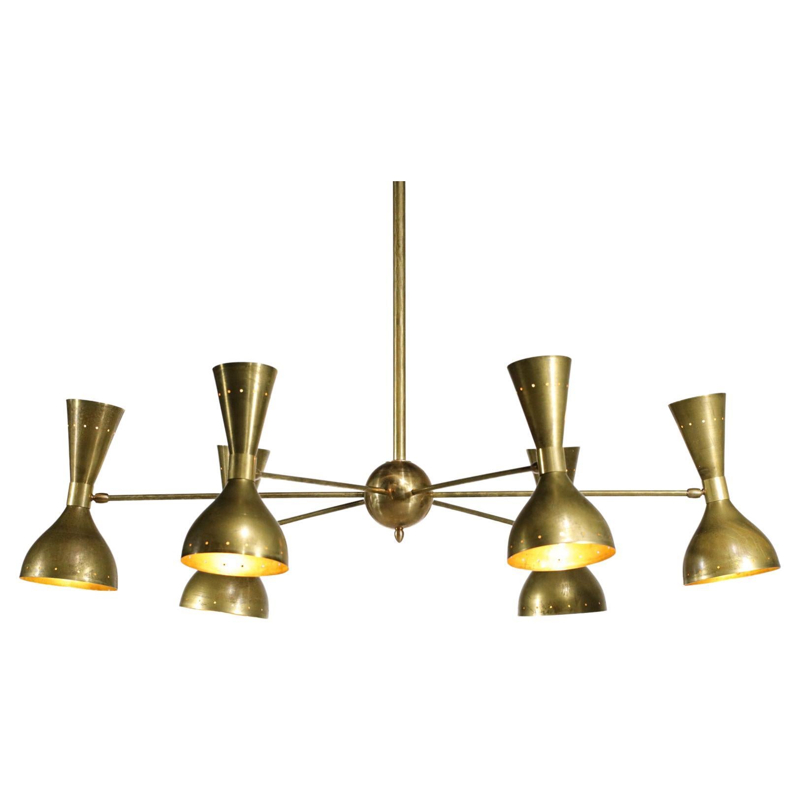 Modern Italian Chandelier "Patina" Style of Stilnovo Vintage Design 6 Arms ML136 For Sale