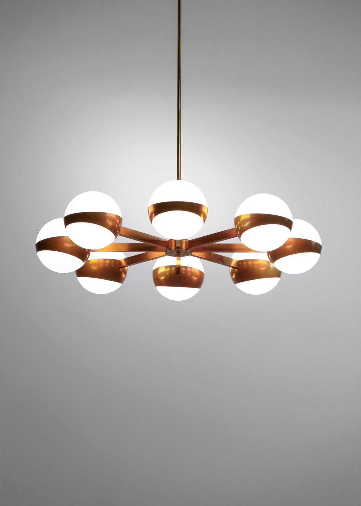 Modern Italian Chandelier “ROSA” 8 Arms Stilnovo Style For Sale 1