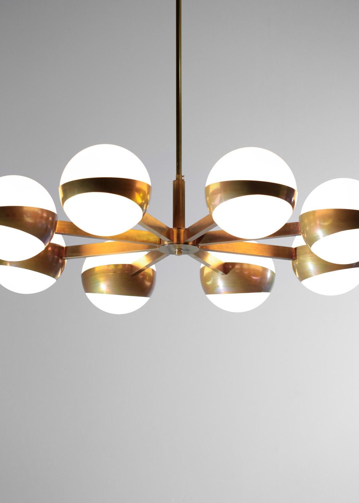 European Modern Italian Chandelier “ROSA” 8 Arms Stilnovo Style For Sale