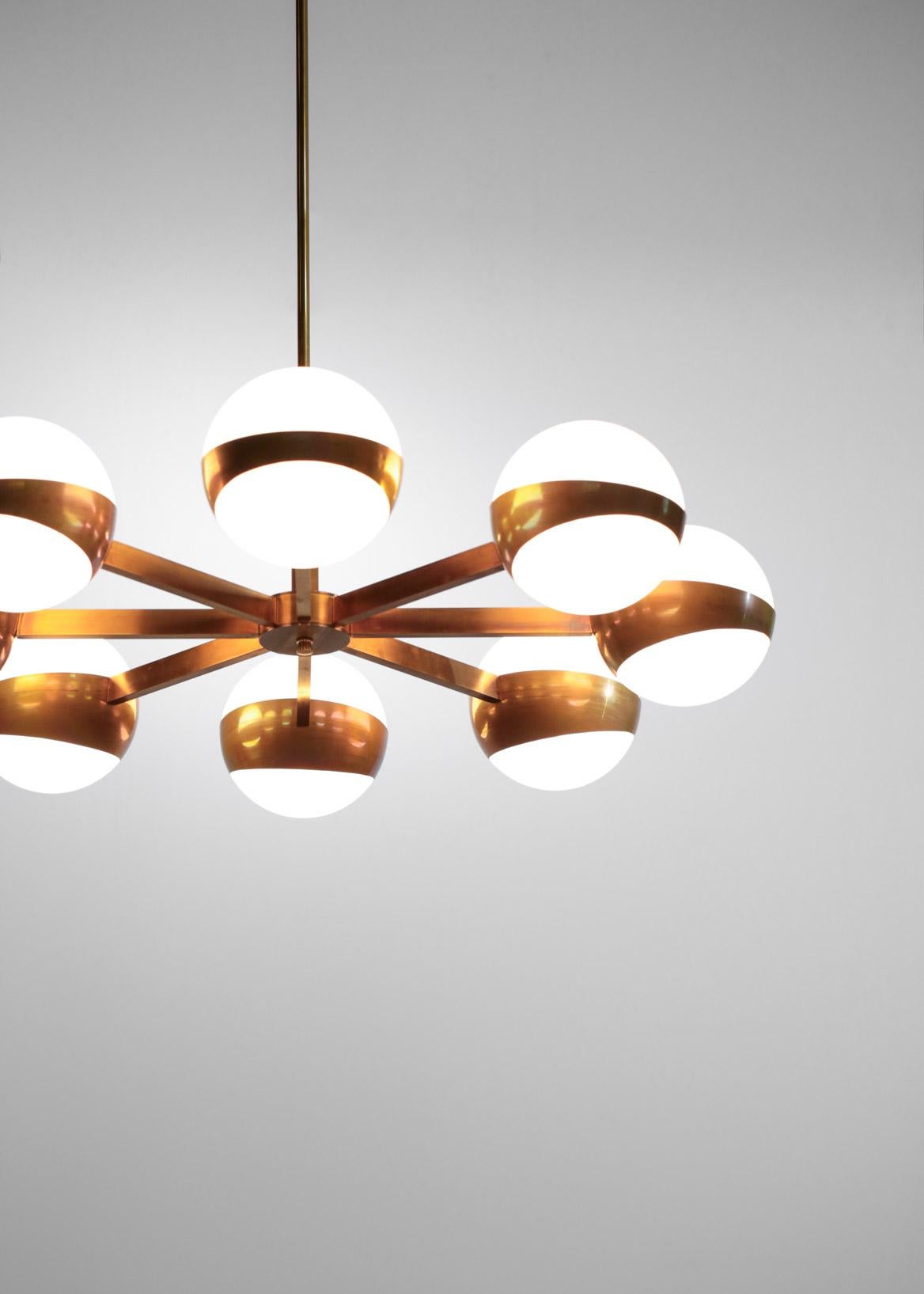 Modern Italian Chandelier “ROSA” 8 Arms Stilnovo Style In New Condition For Sale In Lyon, FR