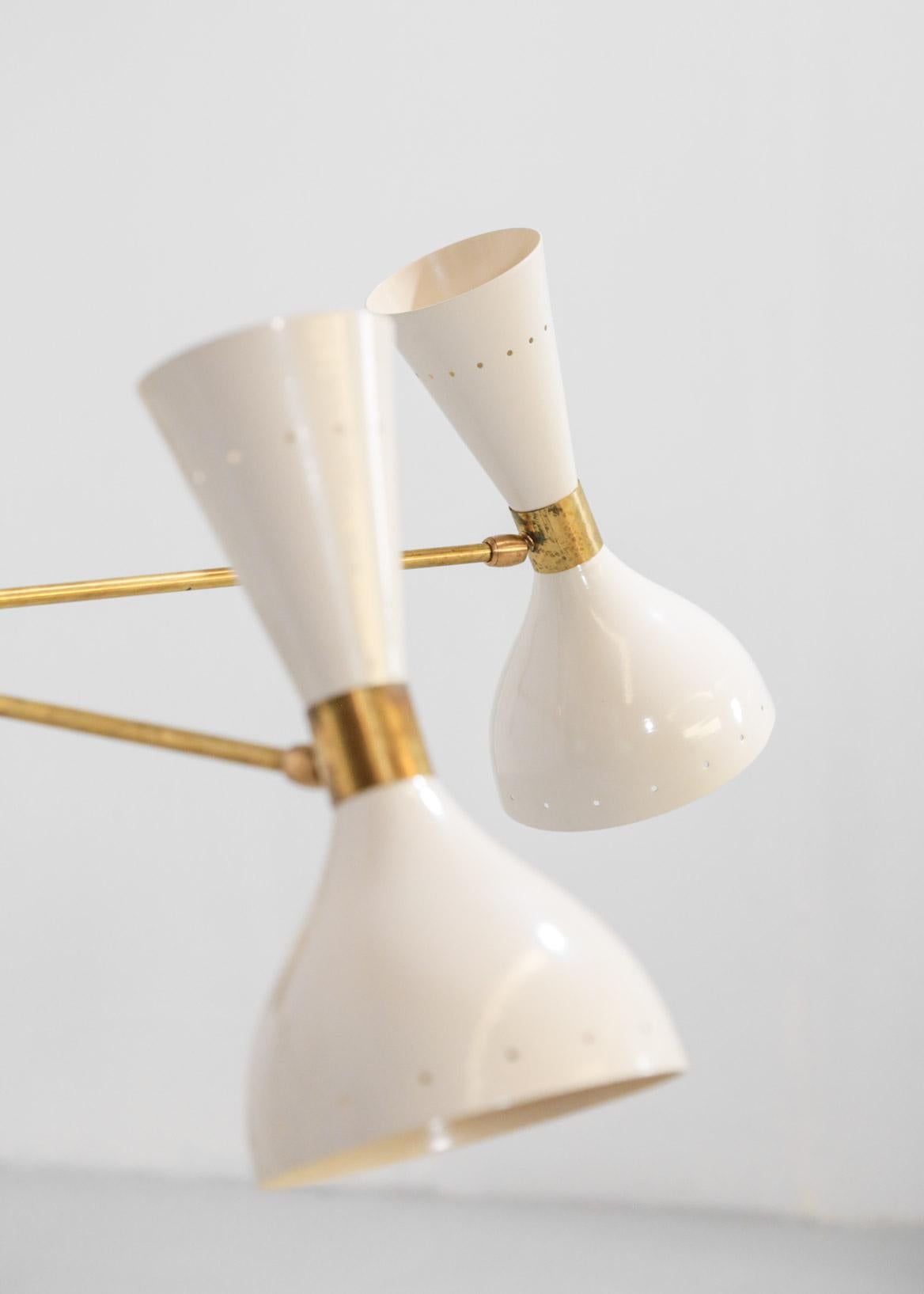 Lustre italien moderne de style Stilnovo « Pia » à 5 bras en vente 5