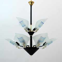 Modern Italian Chandelier with Murano Glass Sails, 1989