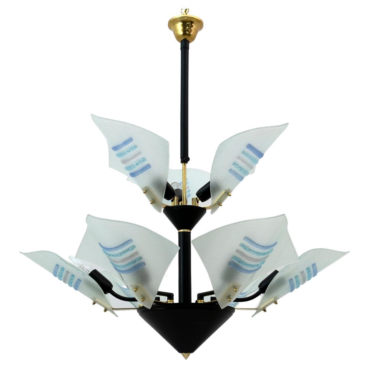 Modern Italian Chandelier with Murano Glass Sails, 1989 For Sale