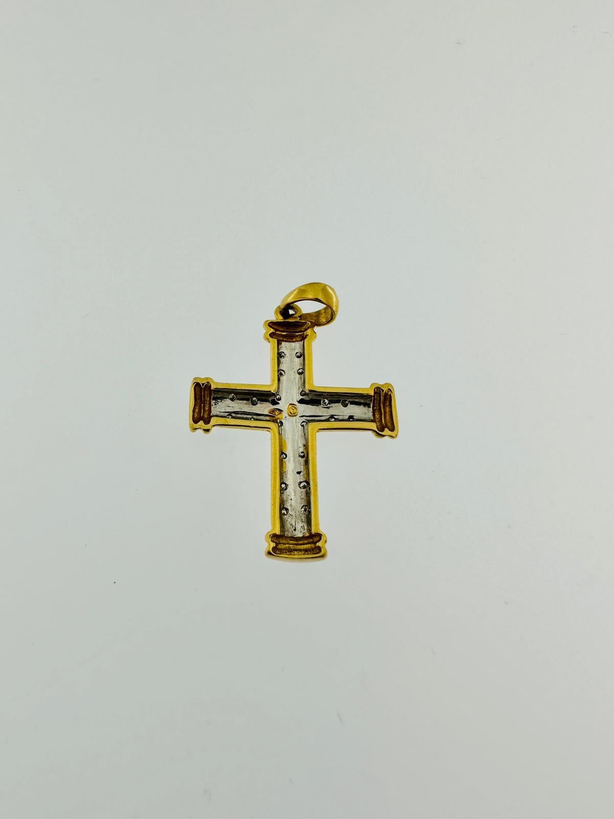 Croix en or moderne italienne « Chapiteau » avec diamants  en vente 1