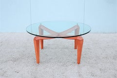 Tavolino da caffè rotondo moderno italiano in Wood Wood e vetro trasparente