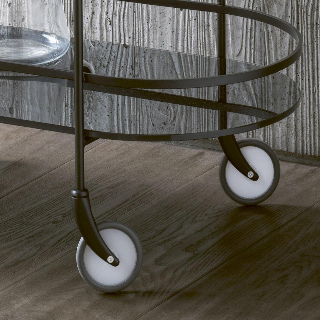 International Style Modern Italian Coffee Trolley with Metal Frame and Glass Tops, Bontempi Casa For Sale