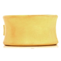 Modern Italian Concave High Polish 18k Gold Wide Bangle Bracelet
