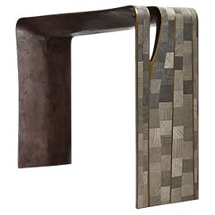 Modern Italian Console Table "Grace" in Grey Maple & Brass by Ivan Paradisi